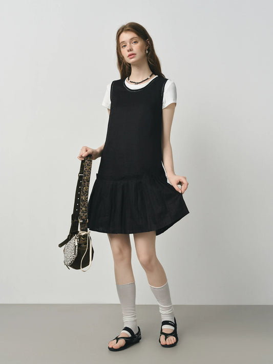 FSLE Linen Sleeveless Casual Dress for Women 2025 Autumn New Versatile Girlish Mini Dresses 25FS13231