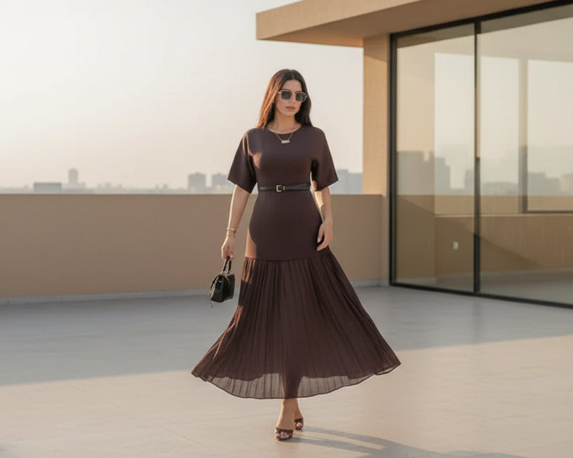 Chic Pleated Maxi Dress