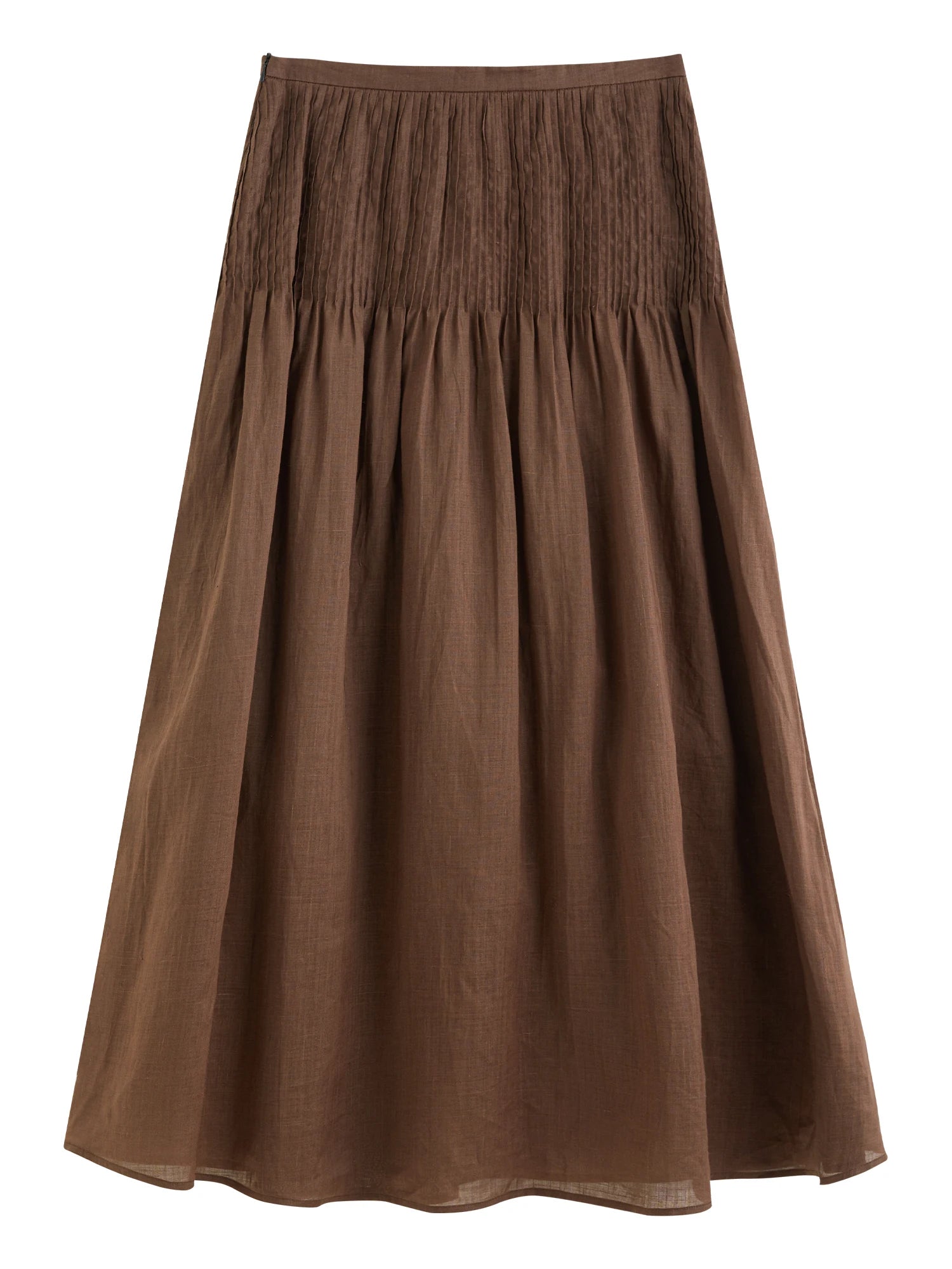 FSLE 2025 Saia feminina de verão estruturada Tuck cintura alta evasê – bainha queimada e tecido leve para elegância emagrecedora