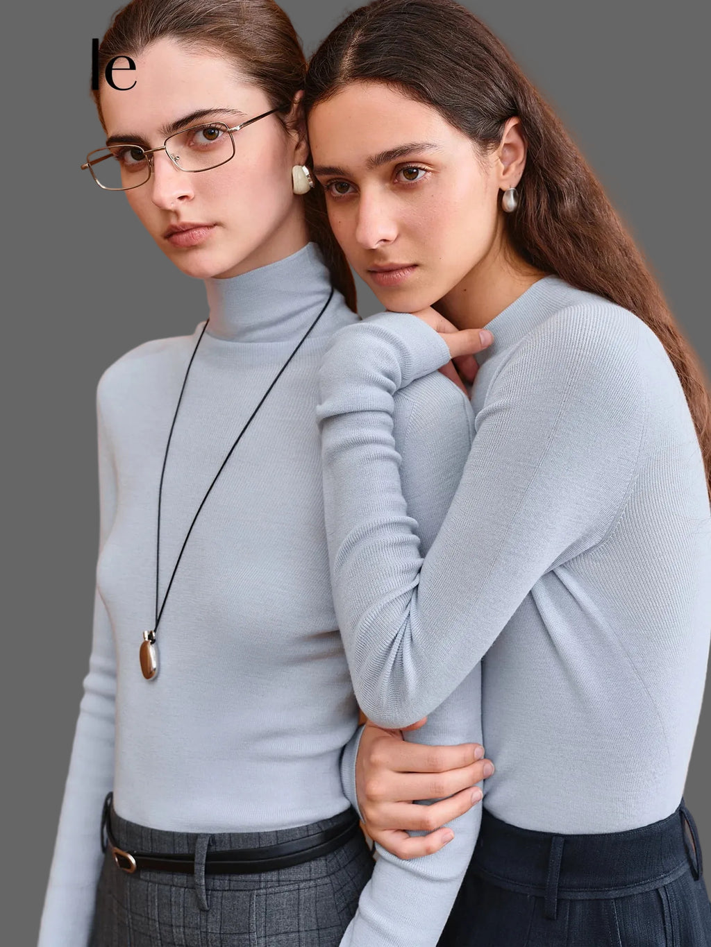 FSLE【Série Premium】Lã de Biela Alemã Outono Super Fina Lavável Sem Costura Mock Neck Camisa de Camada de Base Térmica Feminina