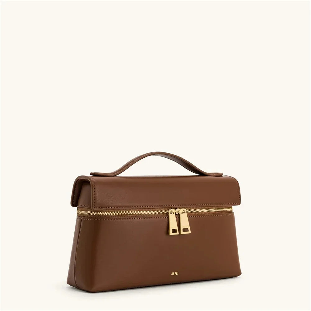 JW PEI Thea Women's Genuine Leather Handbag Lunchbox Style Top Handle Crossbody Bag Commuter-Friendly Shoulder Fashion,2025 New