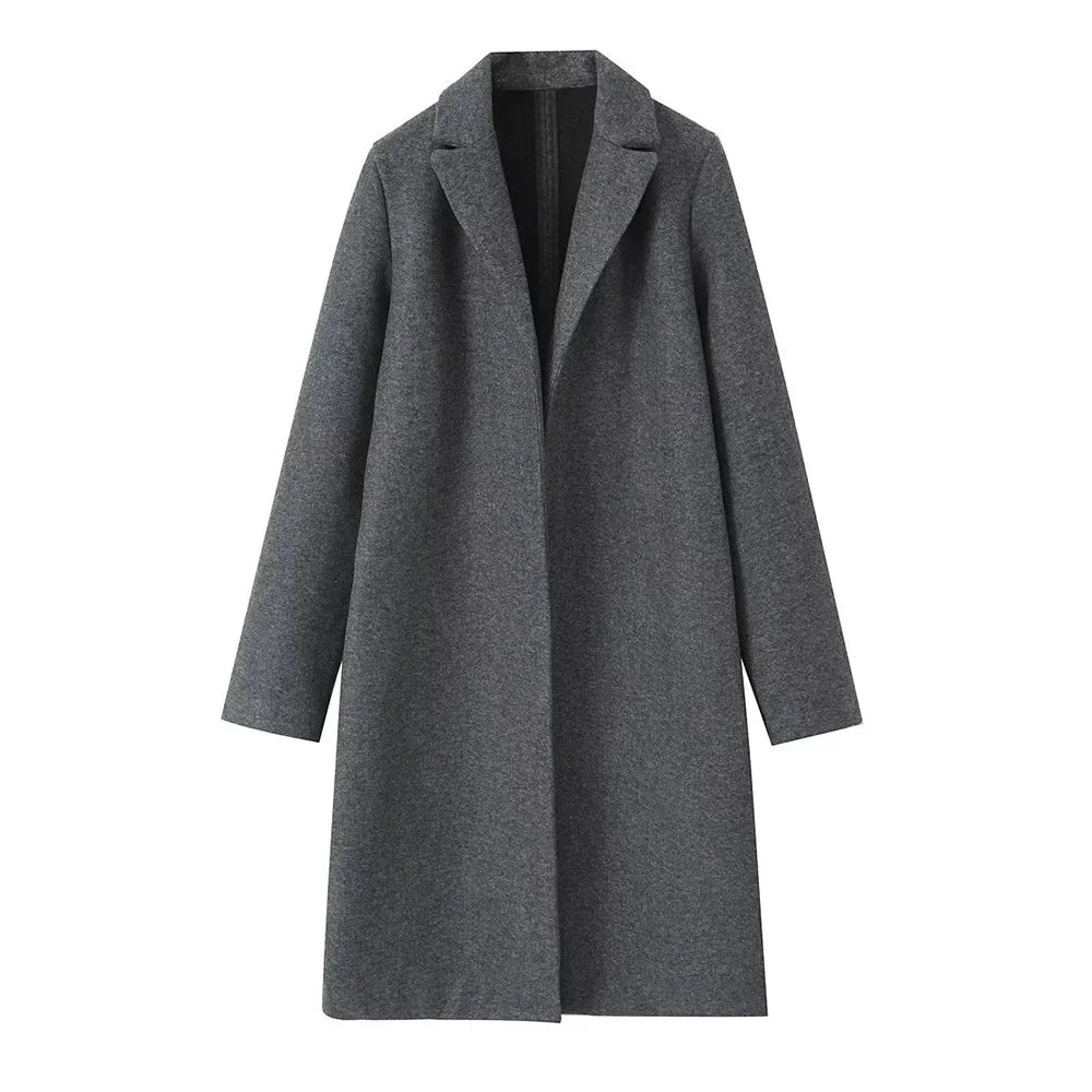 Elegant Women's Long Open-Front Trench Coat