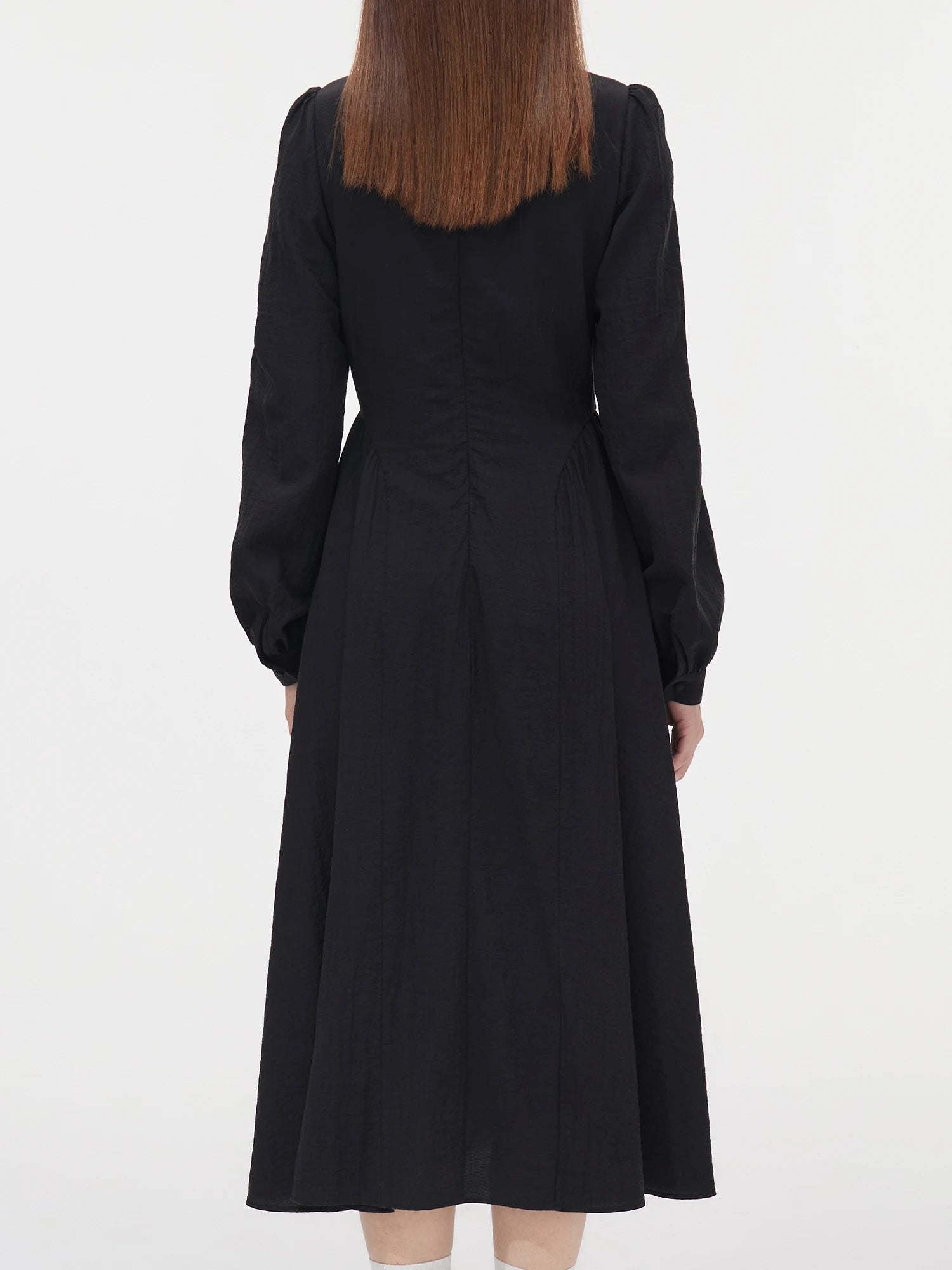 FSLE Office Lady French Square Neck Dress Women's Autumn Outfit New Micro Wrinkled Texture A-line Women Dress 24FS13263