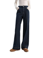 Fsle calças jeans retas de cintura alta para mulheres inverno sólido simples all-match 2025 novas calças longas e curtas versáteis estilo coreano