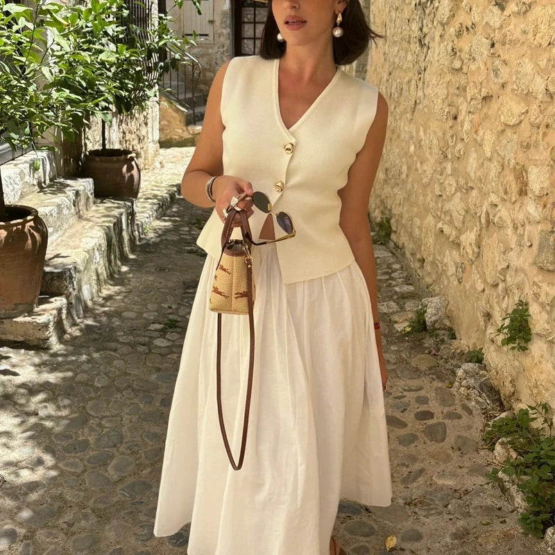 Muyer mulher colete de malha superior recortado coletes sem mangas para mulher 2025 botão verão colete superior feminino colete de malha curto topos