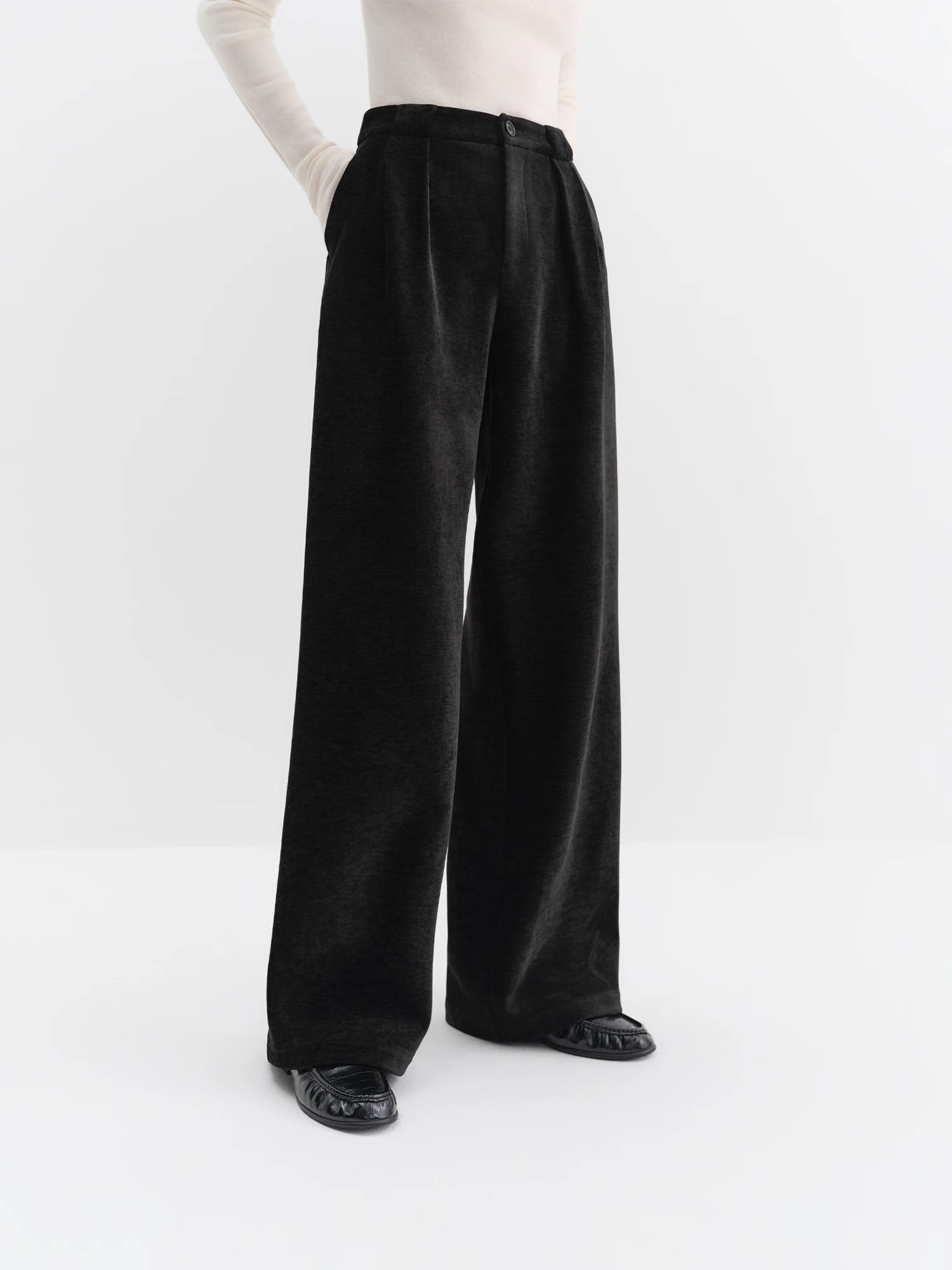 Fsle cintura alta perna reta malha tros feminino elegante emagrecimento até o chão calças de viagem 2025 coleção de inverno nova chegada